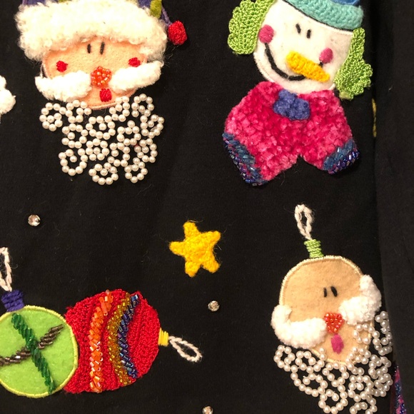 Vtg Beaer Beaded Christmas Sweater Size Medium - Picture 3 of 11